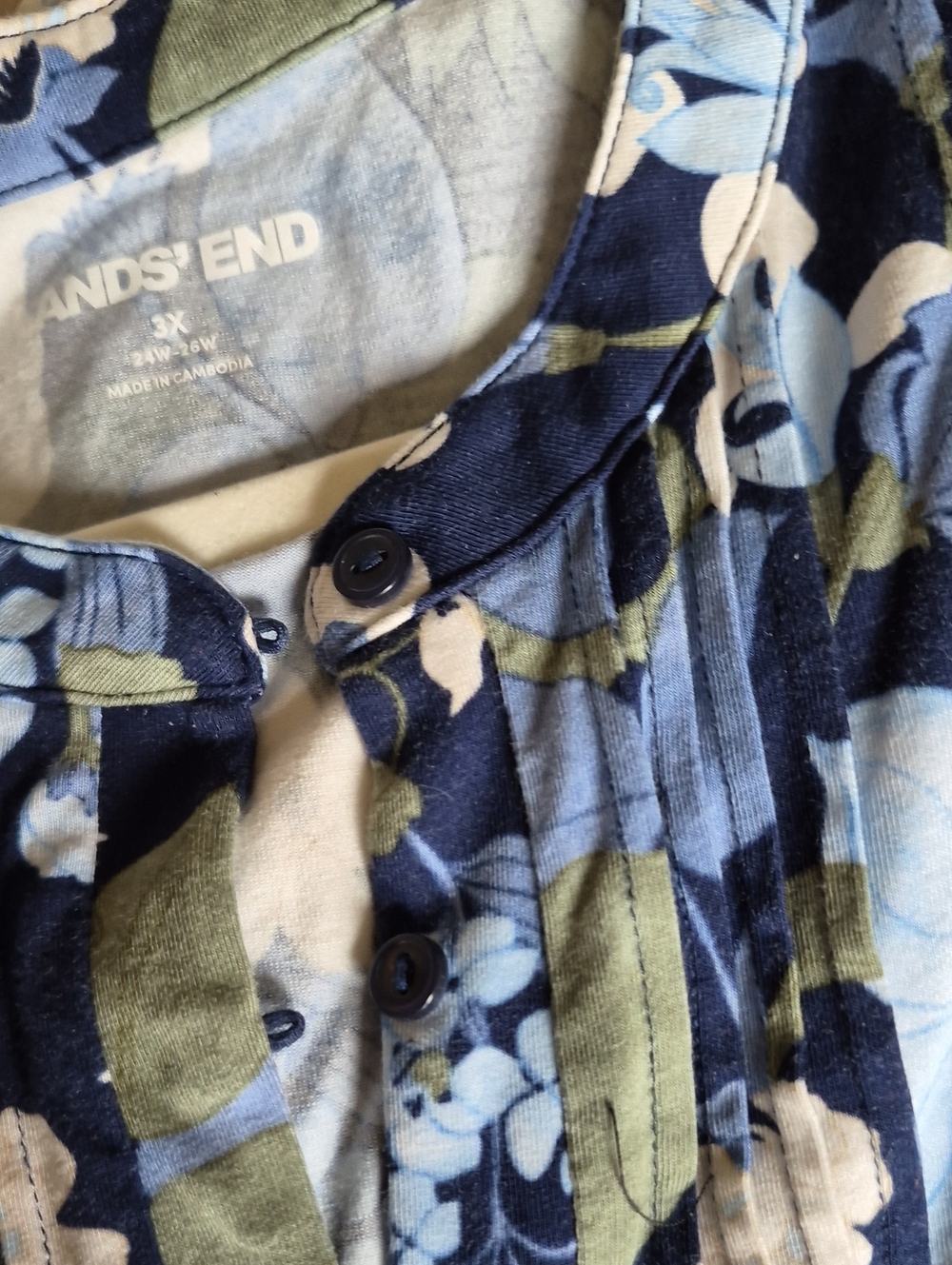 Lands' End Navy and Light Blue Floral Shirt - Picture 2 of 3